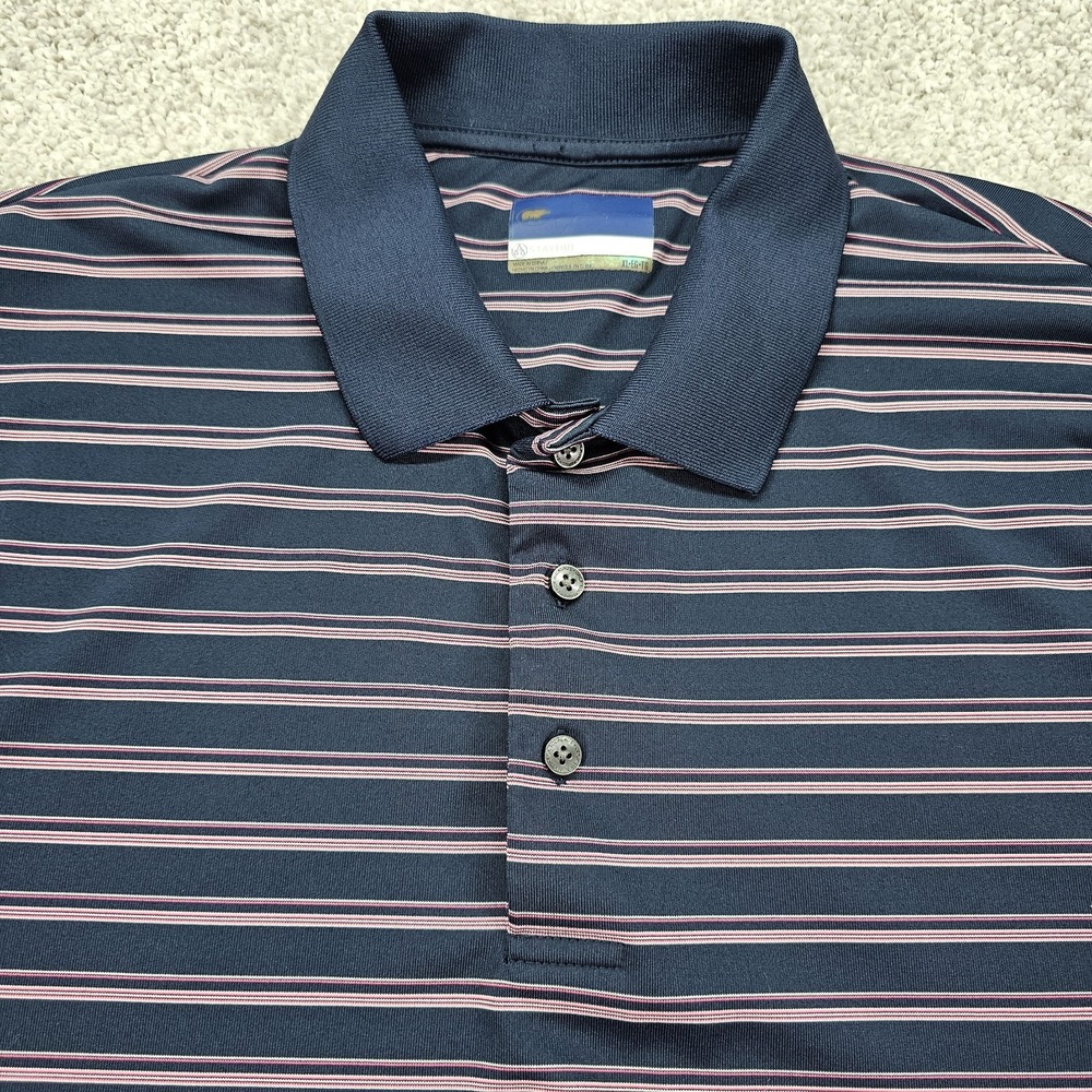 Jack Nicklaus StayDri Mens Polo Shirt Navy Blue Red White Stripe Golf Size XL